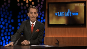 Ryan announcing Seo Linn and Colaiste Lurgan on the Late Late Show in September of 2013.