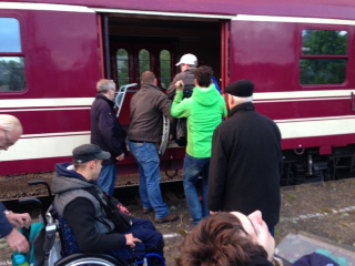 Getting onto the train in Diepholz