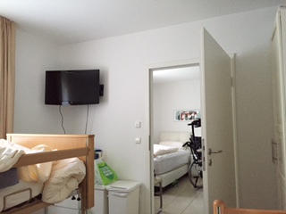 Not the walk-in shower but a view of the two rooms we've got here.